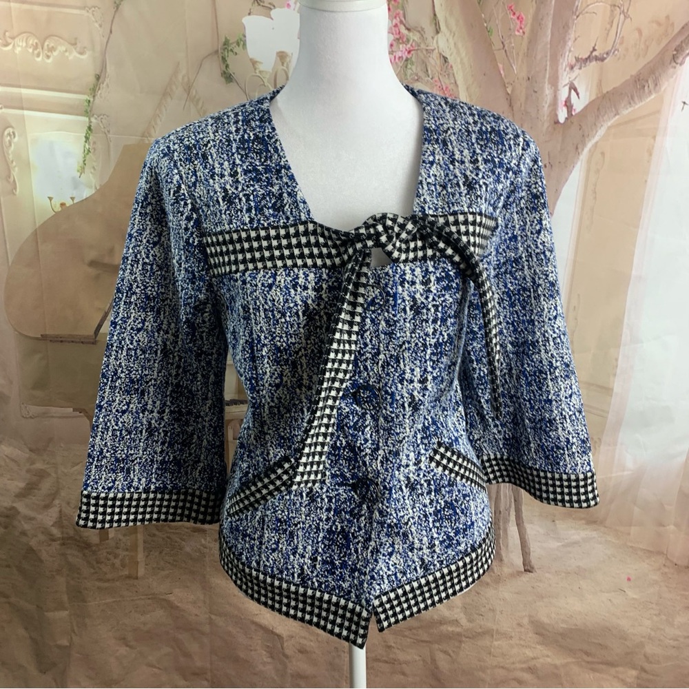 CAbi 21 Club Blue Black Tweed Jacket Blazer - Picture 3 of 10